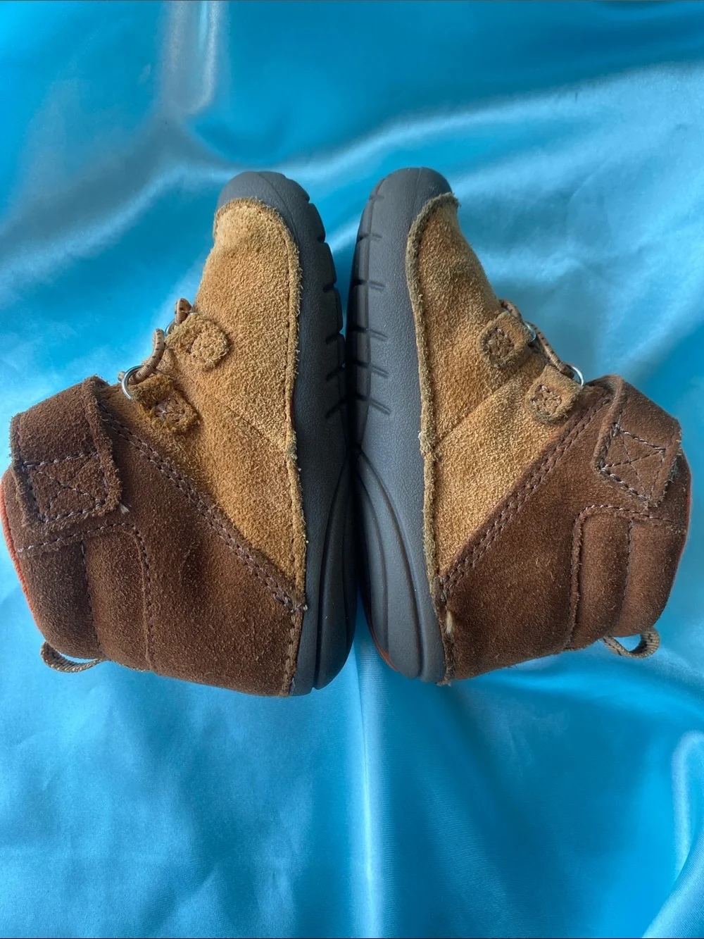 Stride Rite Boys Blake Brown Suede Ankle Boots with Orange Lining